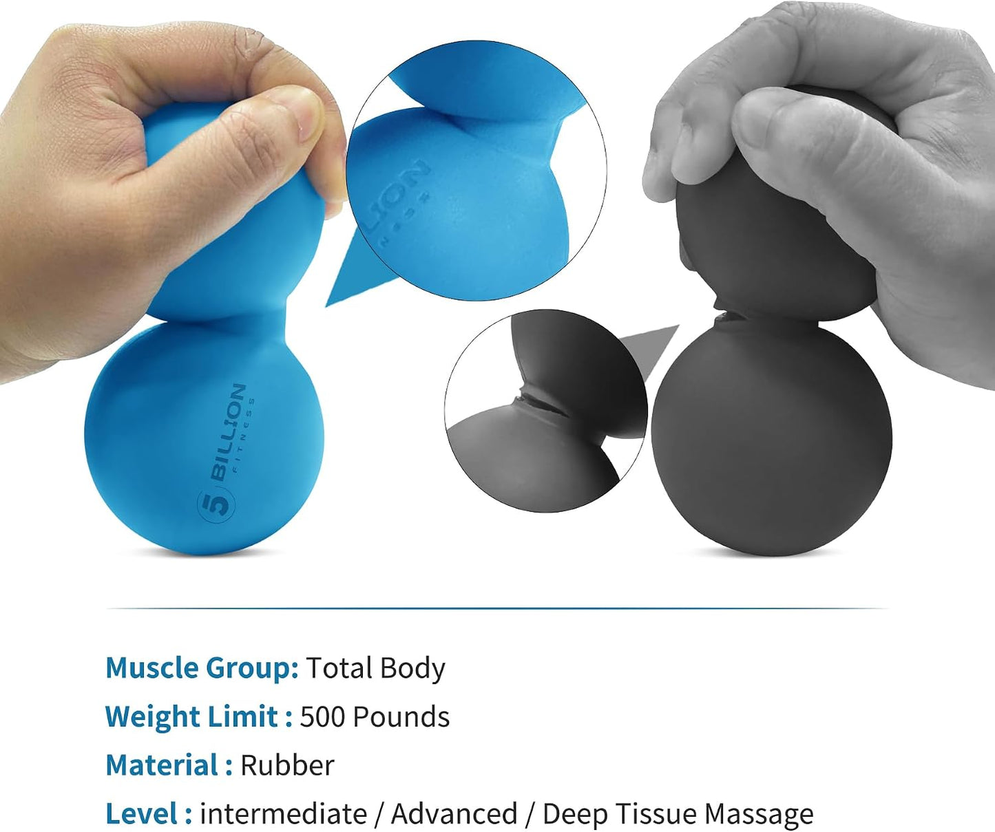 5BILLION FITNESS Peanut Massage Ball,Double Lacrosse Ball and Mobility Massage Ball for Physical Therapy - Deep Tissue Massage Tool for Myofascial Release, Muscle Relaxer, Acupoint Massage (Purple)