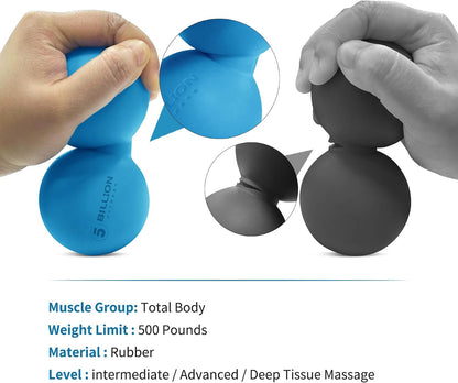 5BILLION FITNESS Peanut Massage Ball,Double Lacrosse Ball and Mobility Massage Ball for Physical Therapy - Deep Tissue Massage Tool for Myofascial Release, Muscle Relaxer, Acupoint Massage (Purple)