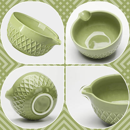 Matcha Whisk Set, 7 Pcs Matcha Kit, Ceramic Matcha Set Includes Matcha Bowl with Spout, Matcha Whisk and Holder, Bamboo Scoop, Scoop Rest, Sifter and Tea Towel (Ceramic White)