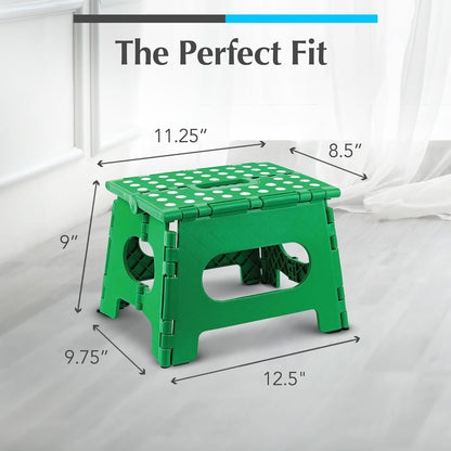 Handy Laundry Folding Step Stool - Sturdy Enough Collapsible Stool to Support Adults - Opens Easy with One Flip - Great for Kitchen, Bathroom or Bedroom (Black - 9 Inch)