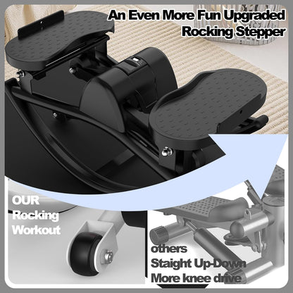 KINMAC Lateral Stepper for Exercise-Rocking Stepper Machine with Resistance Bands & Anti-Slip Mat and LCD Monitor, Professional Stair Stepper for Home Workout