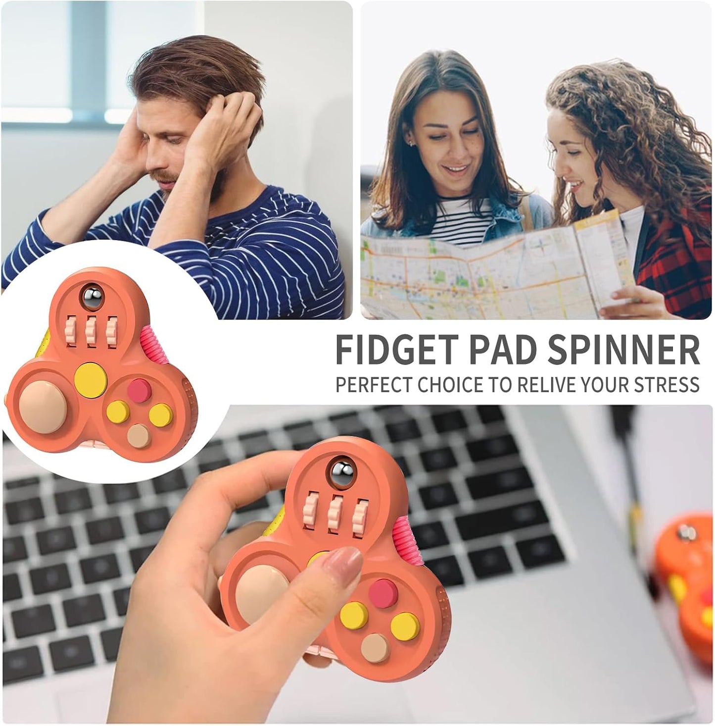Yrissmiss Fidget Toys for Adults, Fidget Pad Easter Basket Stuffers for Boys Girls,Stress Relief Cube Clicker Controller with Quiet Fidgets,ADHD Autism Fidget Spinner for Office Desk Travel