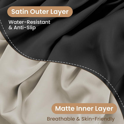 Adjustable Double Layer Silk-Satin Hair Bonnet for Sleeping Women – Anti-Frizz Curly Hair Sleep Cap, Hair Protector for Night, Moisture Retention Soft Bonnet for Natural Hair (black,Large)