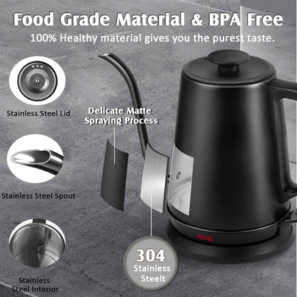 Gooseneck Kettle，0.8L Temperature Control Electric Tea Kettle