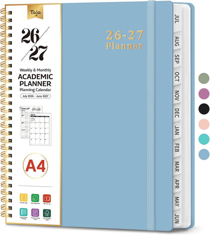 Planner 2026-2027, 8.5" x 11" Weekly and Monthly Academic Year Planner Calendar, July 2026 - June 2027, Hardcover Large School Planning Agenda With Tabs, Perfect for School & Office Supplies, A4, Green