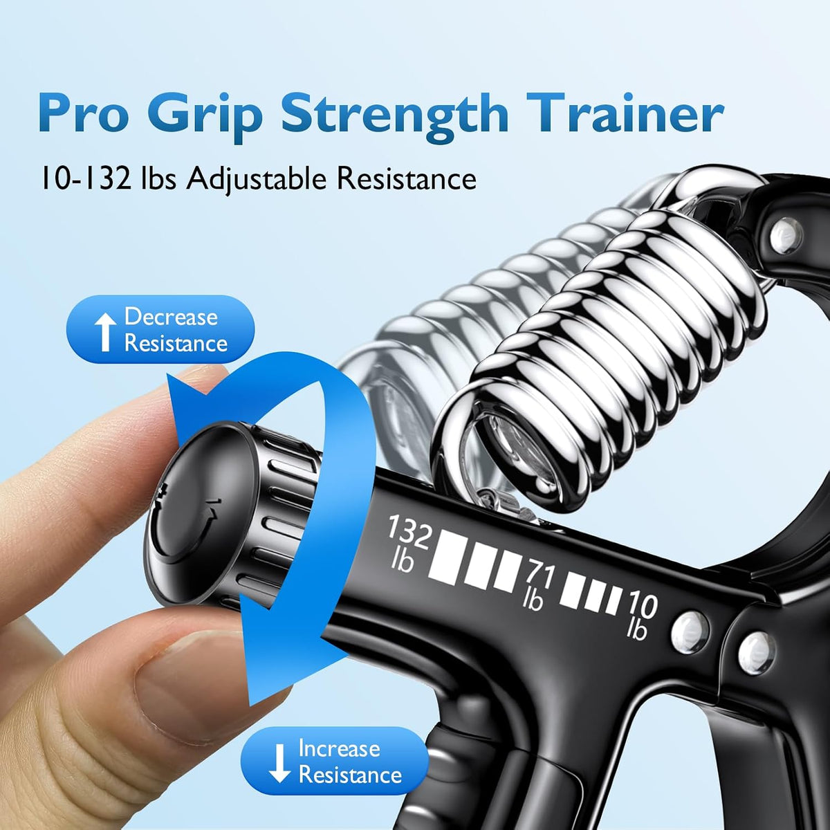 FitBeast Grip Strengthener Forearm Strengthener, Adjustable Hand Grip for Strength Training & Rehabilitation, 10-132 lbs Resistance, Ideal for Athletes and Physical Therapy