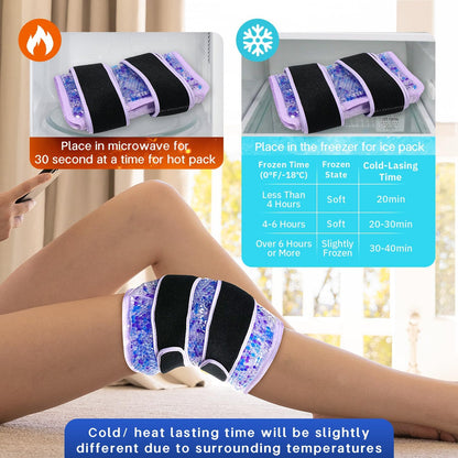 Knee Ice Pack Wrap for Pain Relief Reusable Gel Ice Wrap for Leg Injuries Swelling Knee Replacement Post-Surgery Recovery Adjustable Cold Compression Therapy Wrap for Arthritis