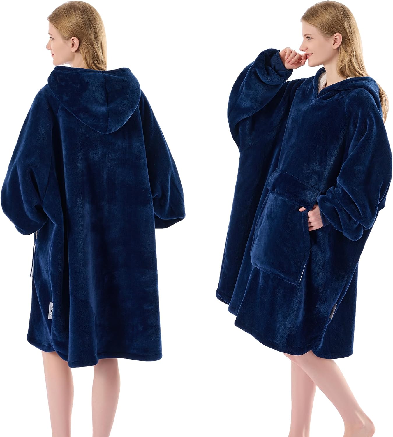 Krifey Wearable Blanket Hoodie, Oversized Sherpa Hooded Blanket for Adults | Soft sherpa fleece with sleeves and pocket; oversized fit for lounging, WFH, camping, Christmas and white elephant gifts.