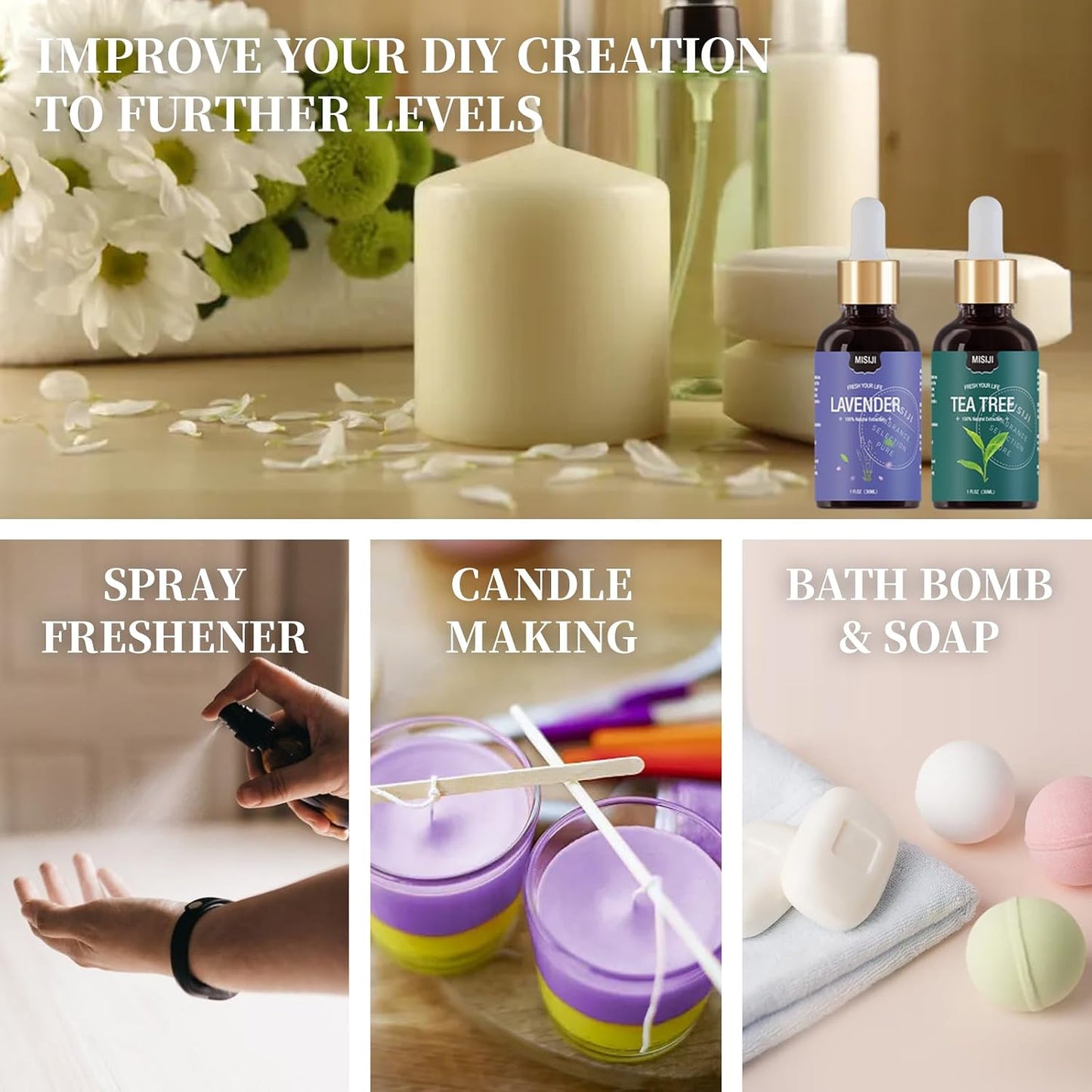 Essential Oils Set Top 6 Aromatherapy-Essential Oils for Diffuser for Home,Air Freshening Diffuser Oils Scents for Aromatherapy,Laundry,Candle&Soap Making,Humidifiers 6 X 10ML