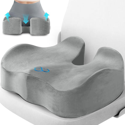 CushyOasis Seat Cushion, Gel Chair Cushions, Office Chair Cushions, Anti-Slip Bottom & Removable Cover Tailbone Pain Relief Cushion, Memory Foam Seat Cushion for Office, Wheelchair, Car (Black)