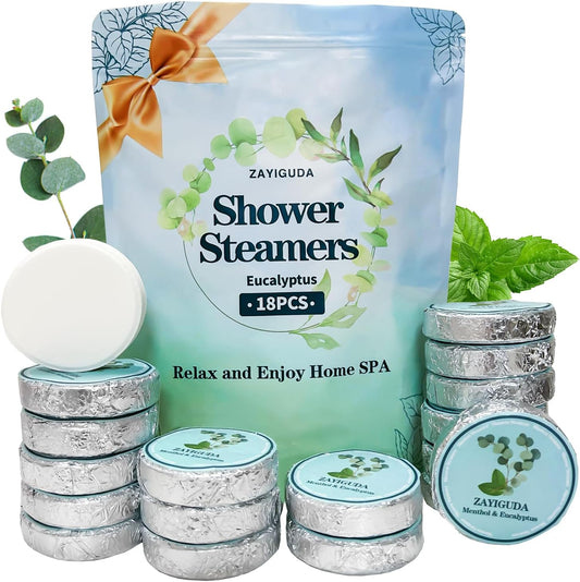 Shower Steamers Aromatherapy 8 Pack, Menthol & Eucalyptus Shower Bombs with Natural Essential Oils, Quick Relief Nasal Congestion, Relaxation & Self Care Gifts for Women & Men