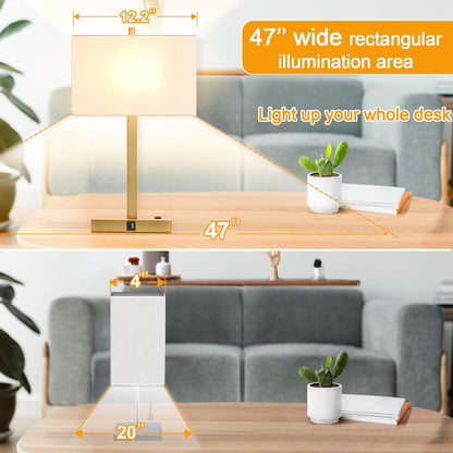 21" Touch Bedside lamps with 2 USB & AC Outlets, 3-Way Dimmable Bedside Table Lamps Set of 2 for Bedroom Living Room Office Reading, Gray Shade Lamps for Night Stands, 5000K LED Bulbs Included