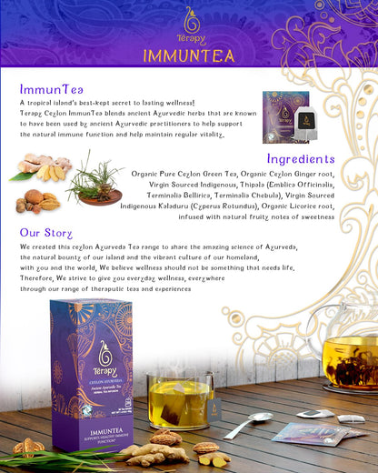 TERAPY ImmunTea Triphala & Ginger Ayurvedic Healthy Herbal Tea Mix, 20 Bags