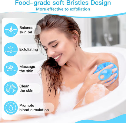 INNERNEED Soft Silicone Body Cleansing Brush Shower Scrubber, Gentle Exfoliating and Massage for All Kinds of Skin (Dark Green)
