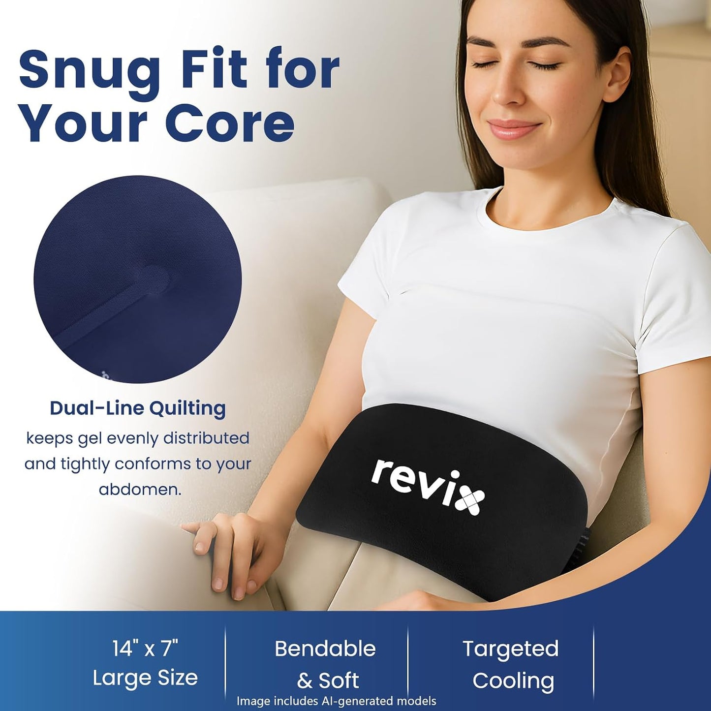 REVIX Ice Packs for Injuries Reusable, 2 Packs Hot and Cold Pack with Adjustable Strap, Flexible Ice Wraps for Joints and Muscle, Rotator Cuff, Back, Knee Discomfort Relief (10" x 5" Blue)