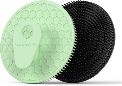 2 Pack Soft Silicone Shower Brush, Body & Face & Short Hair Wash, Bath Exfoliating Skin Massage Scrubber, Dry Skin Brushing Glove Loofah, Fit for Sensitive and All Kinds of Skin (PeonyPink+Green)