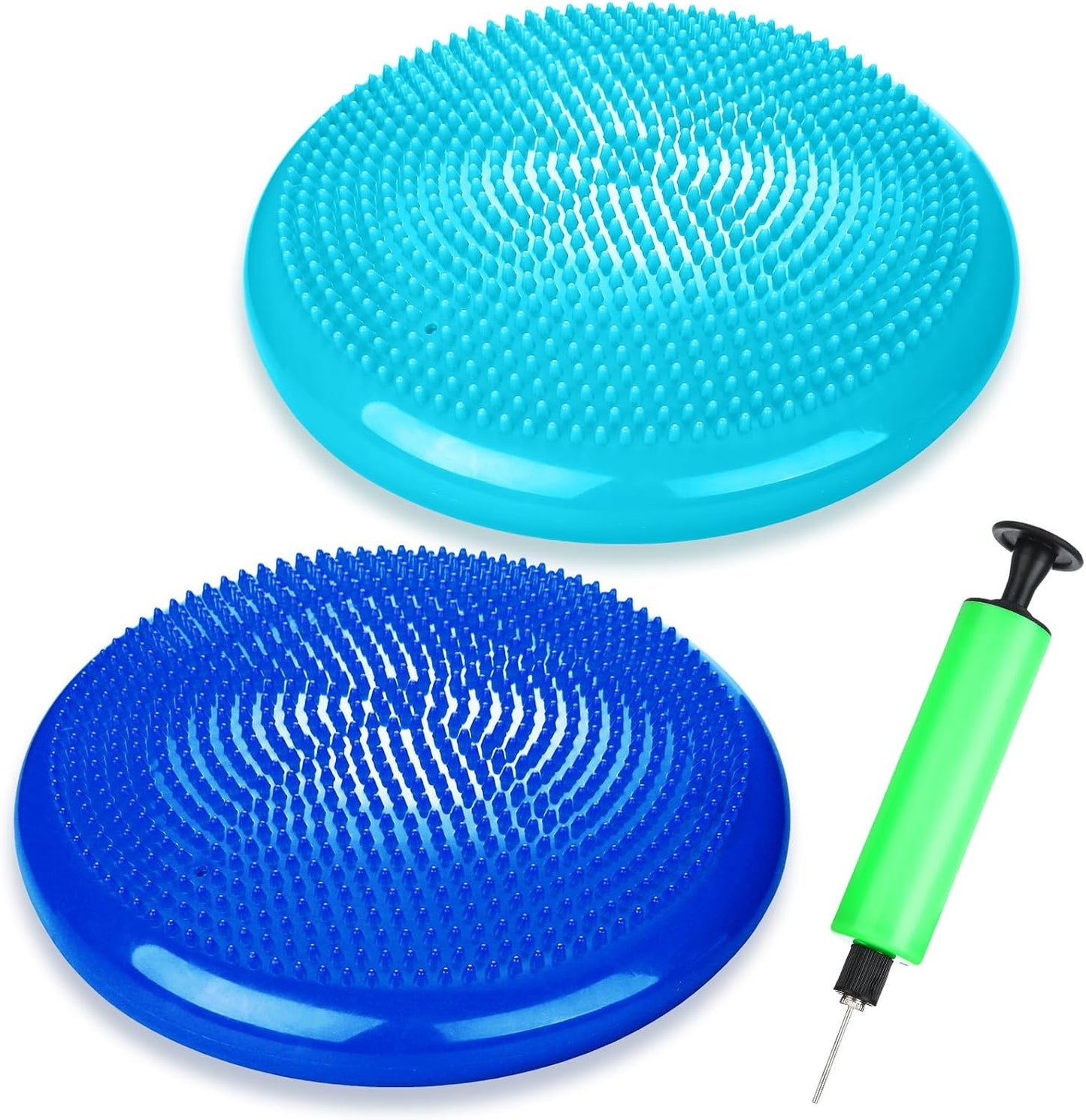 Silipull 2 Pcs Wiggle Seat Inflated Wobble Cushion Flexible Balance Disc with Air Pump for Core Stability Strengthening Improving Posture Physical Exercise