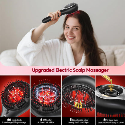 Red Light Hair Brush Scalp Massager, Portable Scalp Massager for Men Women