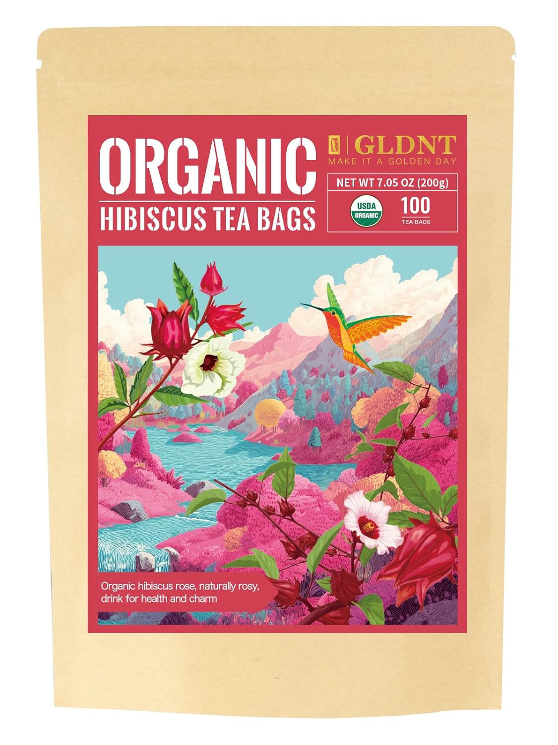GLDNT Organic Milk Thistle Tea, Natural Organic Milk Thistle Seed Herbal Tea, Mild & Mellow Taste, Caffeine Free, 100 Count