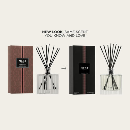 NEST New York Reed Diffuser, Bamboo - 5.9 fl oz - Fragrance for Up to 90 Days - Reusable, Refillable Glass Holder - Includes 8 All-Natural Reed Sticks - Flame Free