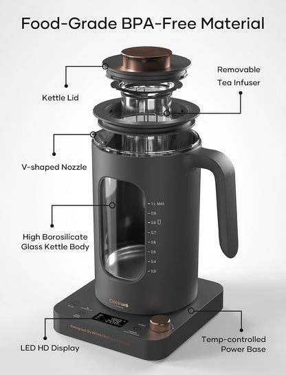 INTASTING Electric Kettle, Electric Tea Kettle with Infuser, 1 Liter