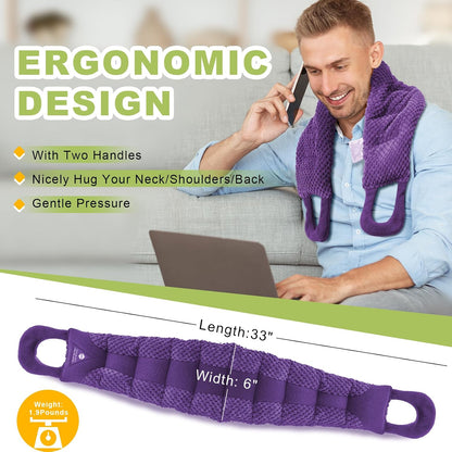 UNCN Long Wide Heating Pad for Neck and Shoulders Back 33x5.9 Microwavable Large Moist Heat Pack Warm Hot Compress Neck Wrap Weighted Bag Massage Reusable Herbal Nature Calming Portable 1.95Pounds