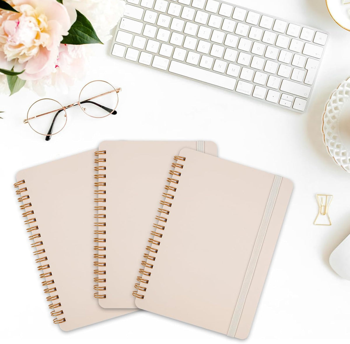 Utron 3 PCS Small Spiral Notebook 5x7, Notebooks for Note Taking, Morandi Spiral Journal Notebook, Work Notebook Small Notebooks 5x7 with Strap, Cute Notebooks for Women 70 Sheets/Note Books