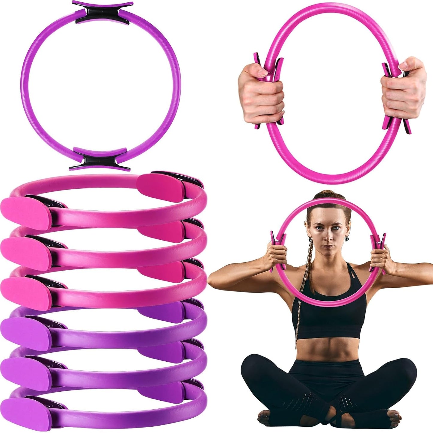 Syhood Pilates Ring 11. 81 Inch Pilates Circle Yoga Ring Magic Lightweight Flexible Workout Equipment for Fitness Physical Therapy Resistance Exercise Arms Legs