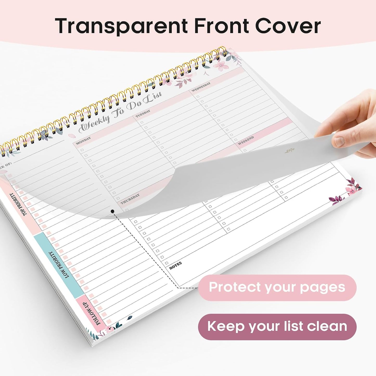 Taja Weekly To Do List Notepad with 52 Undated Sheets（8.5"×11"）- Weekly Desk Planner for Women & Man, Work and Home -1 Pack Violet Dream