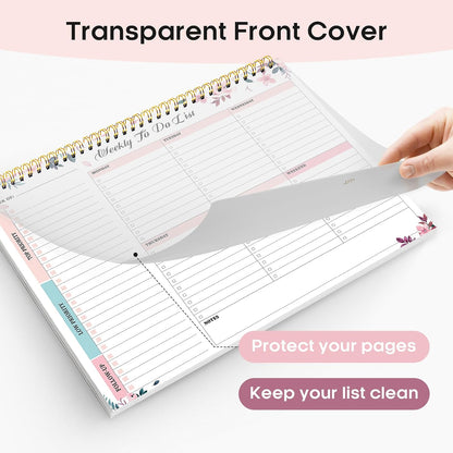 Taja Weekly To Do List Notepad with 52 Undated Sheets（8.5"×11"）- Weekly Desk Planner for Women & Man, Work and Home -1 Pack Violet Dream