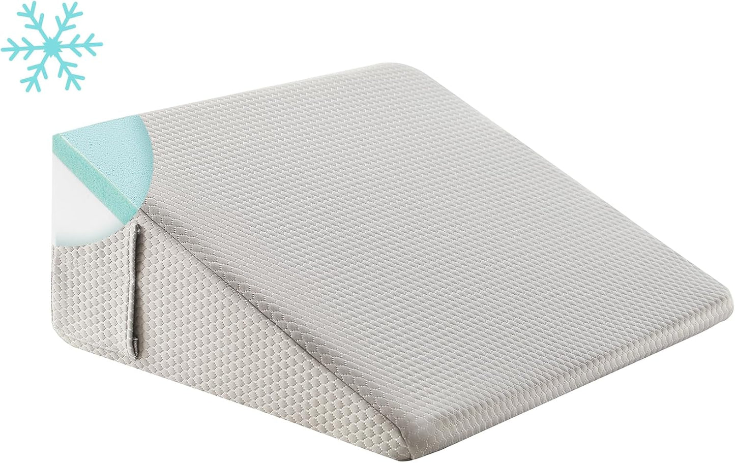Bedluxe Wedge Pillow, 10 inch Bed Wedge Pillow for Headboard, Pillow Wedge for Acid Reflux Relief, Sleeping, Back Pain Relief, Snoring, Triangle Pillow Wedge, White/Grey