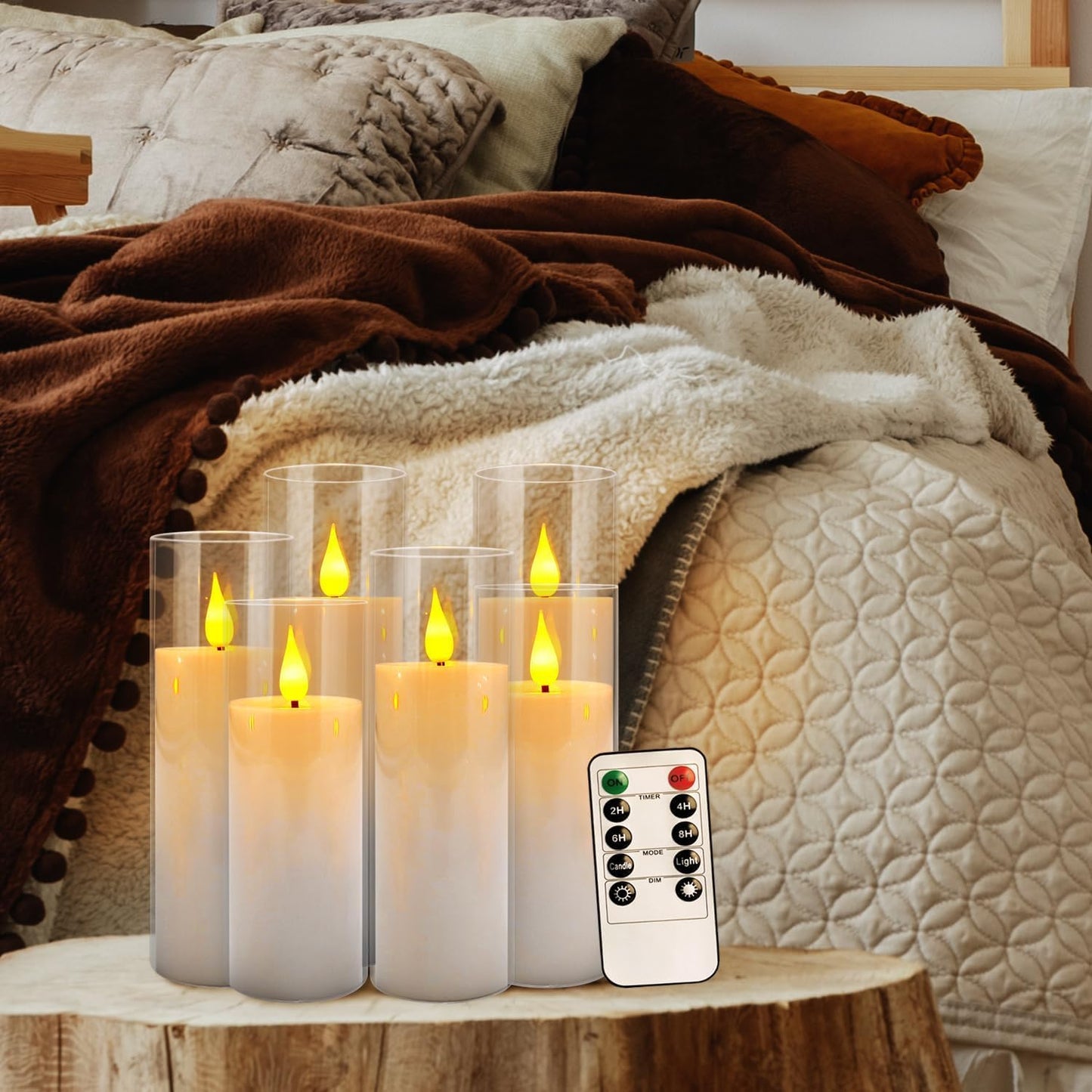 YOROXRG Set of 24 Waterproof Outdoor Flameless Candles, LED Candles with 4 Remote and Timer,(H 4" 5" 6" x D 2.2"),for Halloween Wedding Festiv