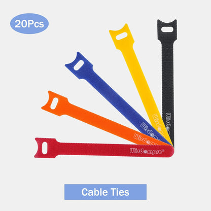 Wisdompro 20 Pcs 6 Inches Hook and Loop Cable Ties and 20 Pcs Cord Labels