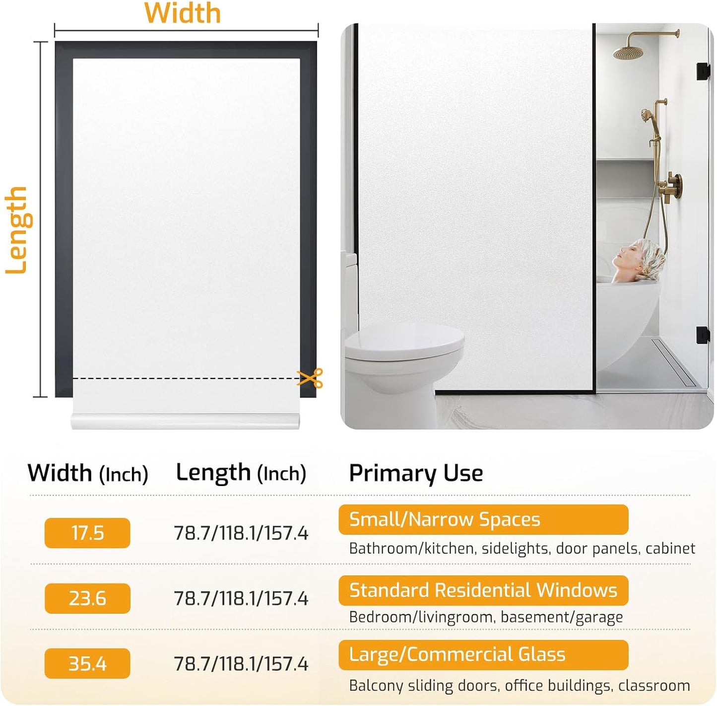 LUTE Blackout Window Film, Window Tint for Home Privacy, 17.5" x 78.7"