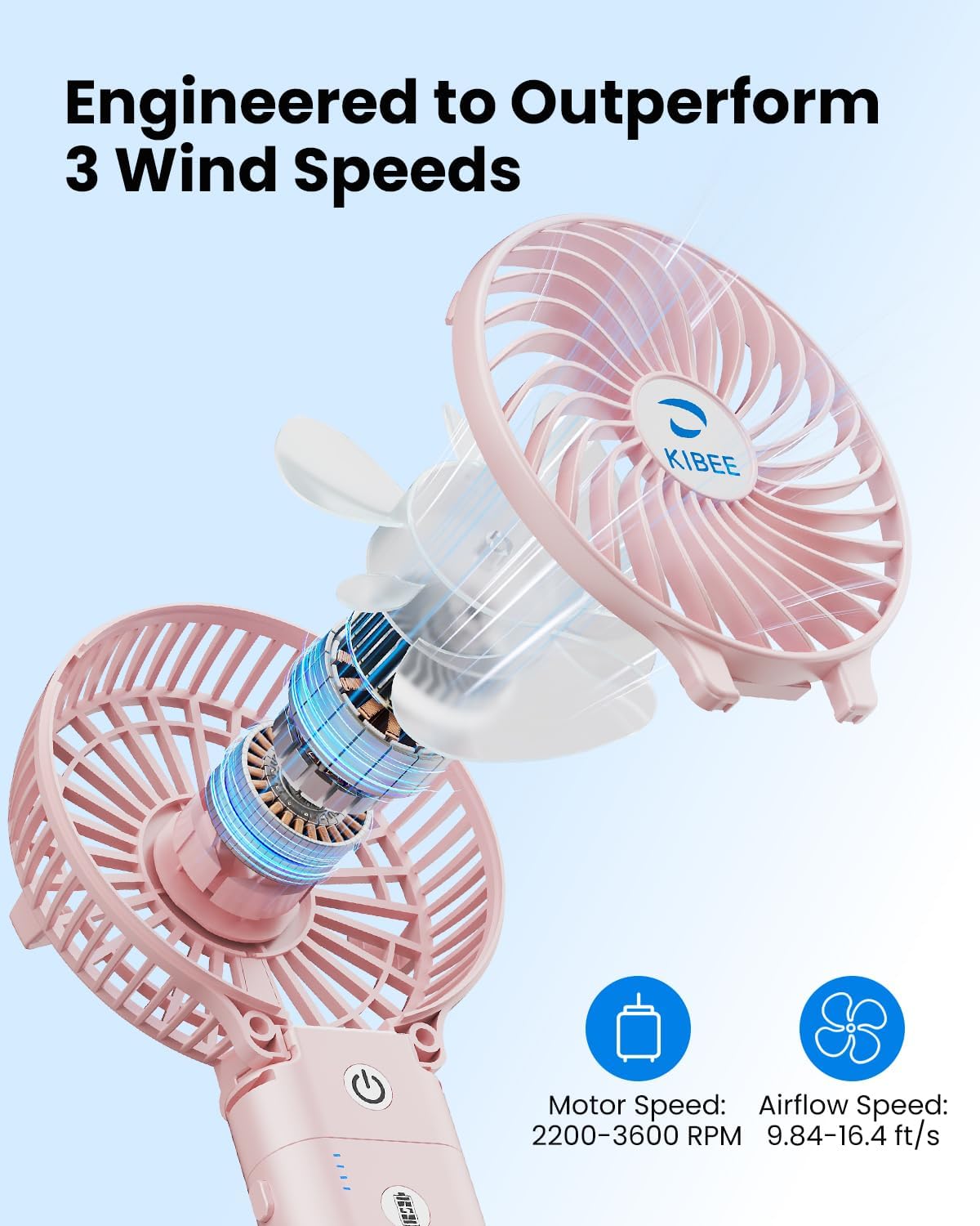 KIBEE Portable Misting Fan, 4000mAh Rechargeable Handheld Fan with 50ml Water Tank, Foldable 180° Mini Mist Spray Fan, 3 Speeds Personal Cooling Fan for Travel, Makeup, Outdoor, Concerts, Gray