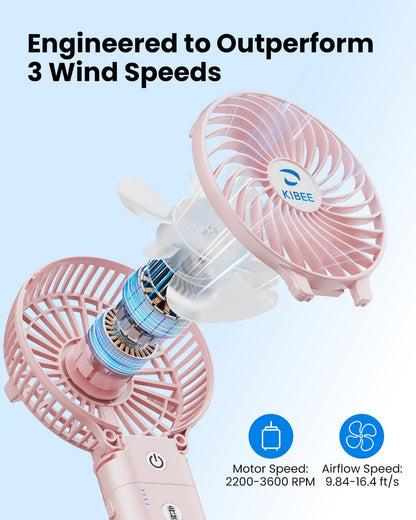 KIBEE Portable Misting Fan, 4000mAh Rechargeable Handheld Fan with 50ml Water Tank, Foldable 180° Mini Mist Spray Fan, 3 Speeds Personal Cooling Fan for Travel, Makeup, Outdoor, Concerts, Gray