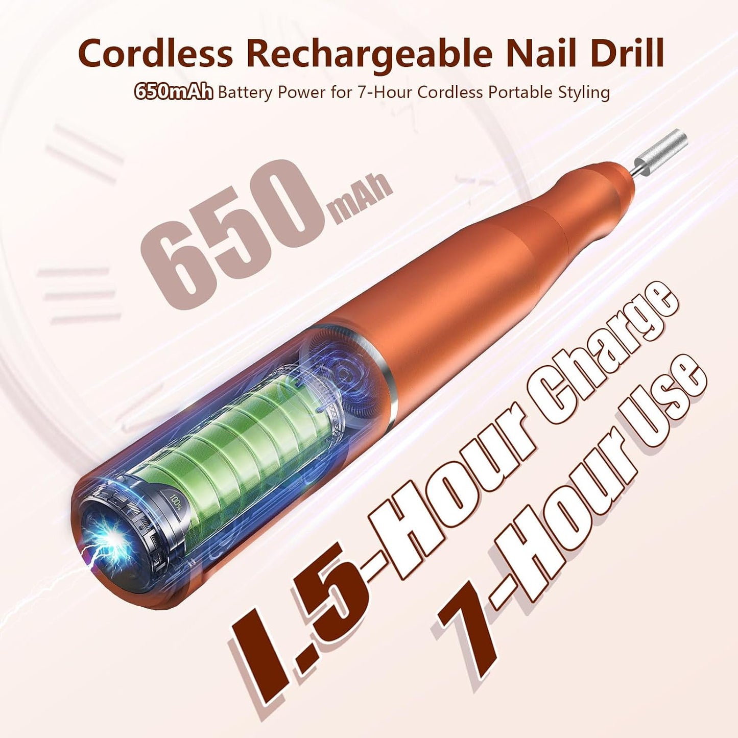 TUOBEO Cordless Nail Drill Electric Nail File Kit, Rechargeable Efile Set, Portable Acrylic Gel Nail Polish Remover Machine, Pedicure Manicure Tool, 11 Bits, 56 Sanding Bands, Salon Home, Purple