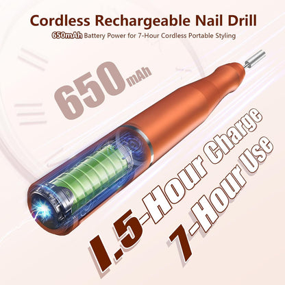 TUOBEO Cordless Nail Drill Electric Nail File Kit, Rechargeable Efile Set, Portable Acrylic Gel Nail Polish Remover Machine, Pedicure Manicure Tool, 11 Bits, 56 Sanding Bands, Salon Home, Purple