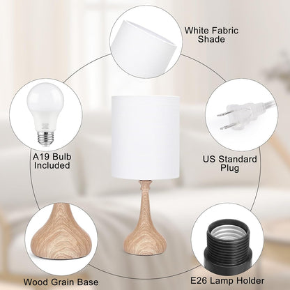 Touch Control Table Lamp, 3 Way Dimmable Simple Night Light Lamp with White Lampshade Silver Metal Base, Small Bedside Table Lamp for Bedroom, Office, Dorm, A19 9W 3000K Bulb Included