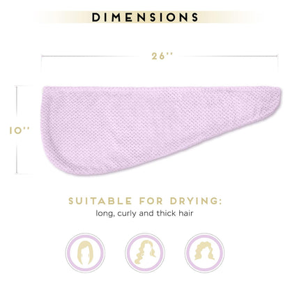 SimpleField 2 Pack Microfiber Hair Towel Wrap for Women, Anti Frizz Quick Drying Hair Turban for All Hair Style, Absorbent and Lightweight (Beige)