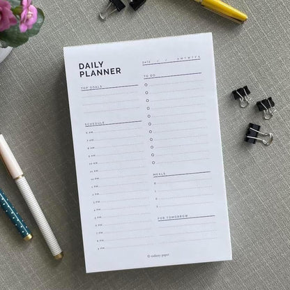 Daily Planner Notepad 5.5" x 8.5" To Do List with Hourly Schedule, Time Block Planning Pad, Desktop To Do List, 50 Sheets by Todaisy Paper
