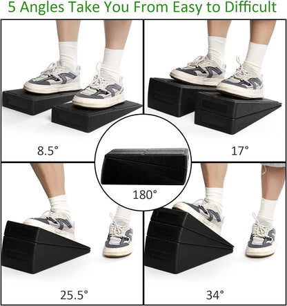 Yesland 3 Pcs Slant Board for Calf Stretching, 5 Adjustable Angles Foot Stretcher Incline Board, Non-Slip Foam Squat Wedge for Physical Therapy, Home Exercise