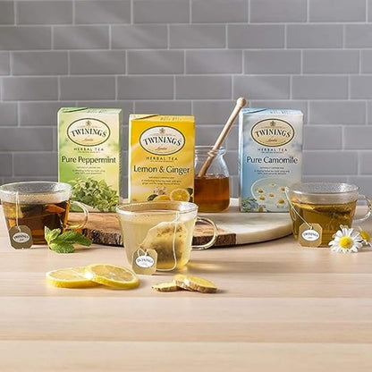 Twinings Herbal & Decaf Tea Variety Pack - Decaf Tea Sampler - Individually Wrapped Herbal Tea Bags, Green Decaf, Lady Grey Decaf, Earl Grey Decaf, Pure Peppermint, Camomile, Rooibos Red, Honeybush Mandarin Orange, Plus 13 More Flavors (Decaf, 1 Count