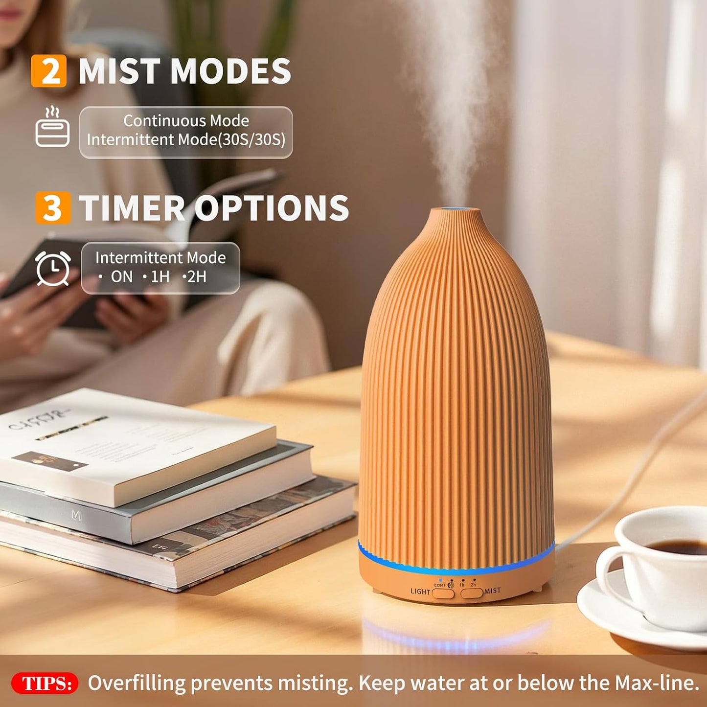 URPOWER 150ML Essential Oil Diffusers for Home, Ultrasonic Aromatherapy Diffuser with 7 Color Changing Lights, Timer & Auto Shut-Off, Scent Diffuser for Bedroom, Office, Yoga