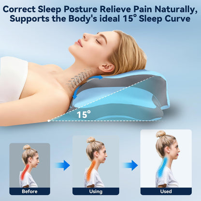 Sleep Apnea Pillow with Neck Pain & Snoring Relief -Orthopedic Cervical Pillow,Ergonomic Contour Memory Foam Pillow for Side, Back,Stomach,Dreamers,Medium Firm (Darkgrey, Queen Size 25" lx15 wx5.8 h)
