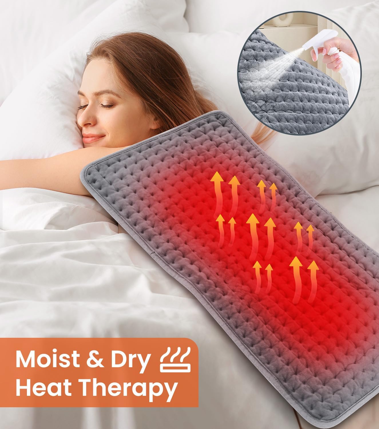 Heating Pad for Back Pain Relief, Heating Pads for Period Cramps with 9 Heat Settings & 4 Timers Auto-off, Machine Washable, Dry & Moist Heat, Soft Electric Heating Pad for Sore Muscles,Gift,12''×24''