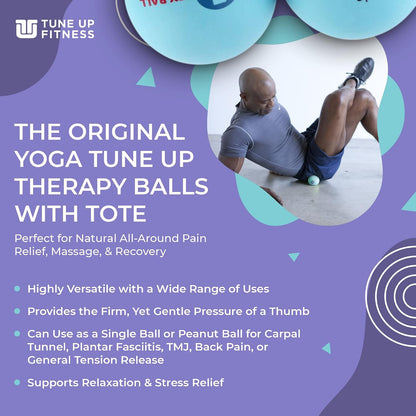 YOGA TUNE UP® Therapy Balls in Tote by Tune Up Fitness - Massage Balls for Trigger Point, Pressure Point & Myofascial Release - Use as Single or Peanut Ball for Pain Relief & Relaxation (Apple Green)