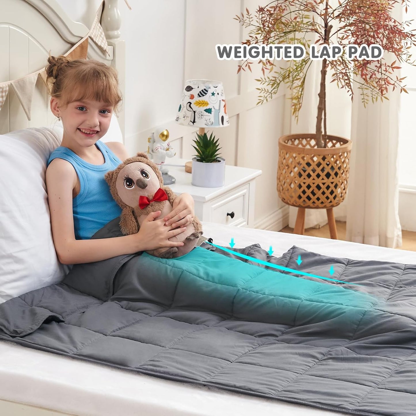 yescool Weighted Lap Pad 2 Pounds Weighted Lap Blanket, Space Plane Small Weighted Blanket, Weighted Throw Blanket Gifts for Travel Indoor Outdoor, 20"x30"