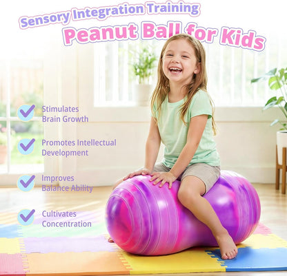 18’’/20’’ Peanut Ball for Kids & Adults, Anti-Burst Exercise Ball for Autism Sensory Training, Pregnancy & Physical Therapy, Yoga Balance Ball Chair for Fitness.