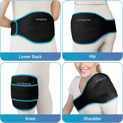 Comfytemp Ice Pack for Back Pain Relief, 2 Pcs, Sciatica Ease Brace, Reusable Gel Lower Back Ice Wrap for Injuries, Hot Cold Compress for Lower Lumbar, Waist, Men Women After Surgery (Blue)